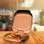 Grill Électrique Compact Antiadhésif Cuivré – Image 2