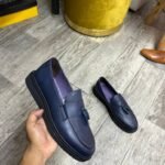 Mocassins en cuir bleu – Élégance moderne et confort total