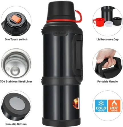 Thermos D.KADI 4L – Bouteille Isotherme Chaud/Froid 304