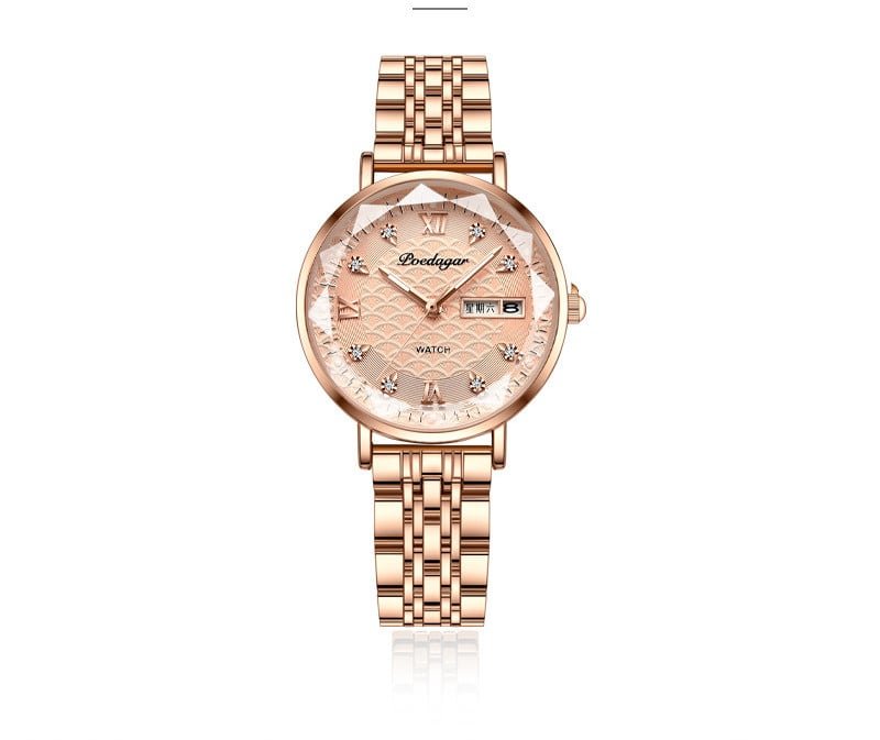 Montre Femme Poedagar Dorée Rose – Luxe, Élégance et Brillance Montre Femme Poedagar Dorée Rose – Image 1