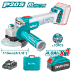 Meuleuse Sans Fil TOTAL 20V – Brushless 115mm 4.0Ah