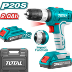 Perceuse TOTAL P20S 20V – 2 Batteries & Fonction Percussion