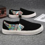 Slip-on homme toile noire et motifs ethniques – Image 2