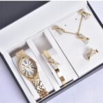 Coffret cadeau de parure de bijoux doré pour femme