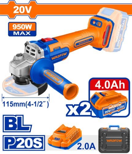 Meuleuse sans fil WADFOW 20V 115mm – 950W Max