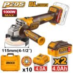 Meuleuse sans fil INGCO 20V 115 mm brushless pro