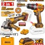 Pack INGCO 20V perceuse + meuleuse brushless 2en1