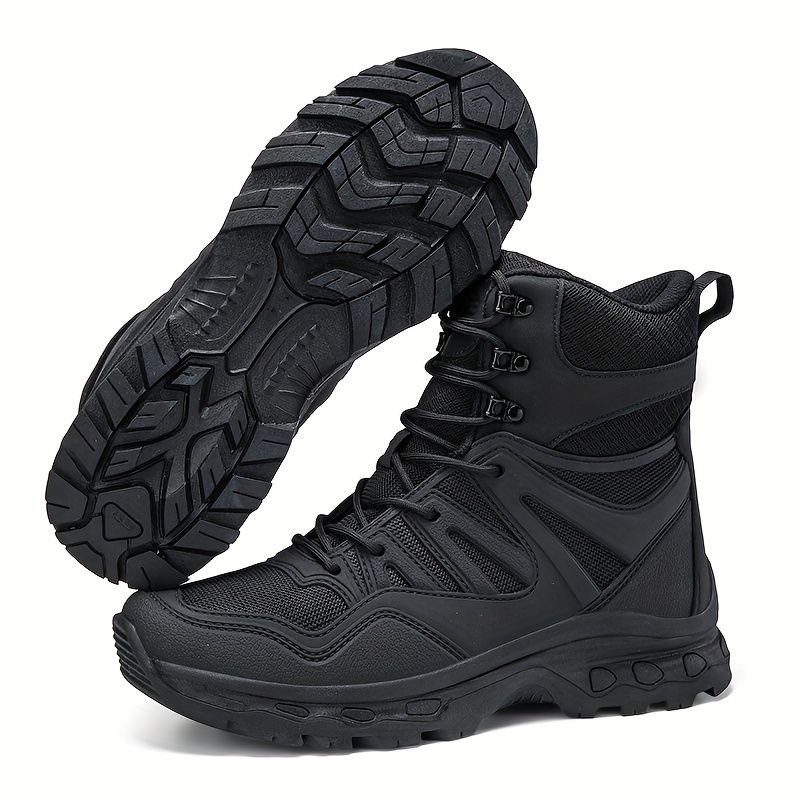 Bottes tactiques légères montantes antidérapantes noir Bottes tactiques légères montantes antidérapantes noir – Image 1