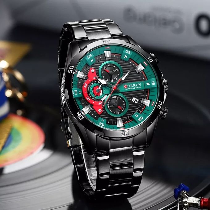 Montre CURREN Homme Sport Noir & Vert - Chronographe de Luxe Montre CURREN Homme Sport Noir & Vert - Chronographe de Luxe – Image 1