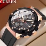 Montre Chronographe CURREN Homme - Noir & Or Rose | Luxe Sport – Image 2