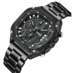Montre MEGIR Chrono Homme - Full Black & Vert Turquoise – Image 2