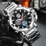 Montre SANDA Homme Sport Argent - Double Affichage & Étanche – Image 3