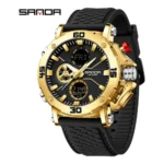 Montre SANDA Homme Sport Or - Double Affichage & Étanche 5ATM