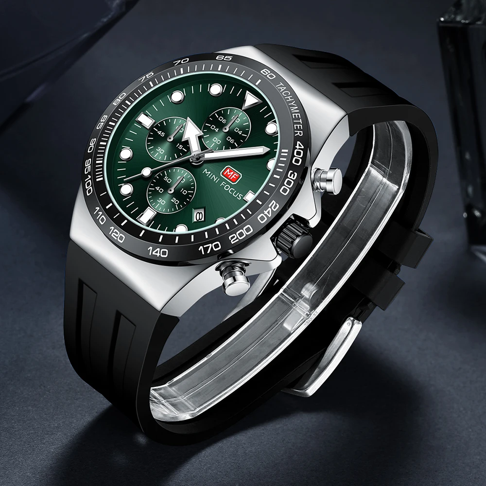 Montre MINI FOCUS Homme - Chronographe Sport Vert & Argent Montre MINI FOCUS Homme - Chronographe Sport Vert & Argent – Image 1