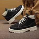 Baskets montantes homme noir semelle épaisse tendance