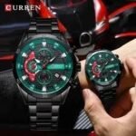 Montre CURREN Homme Sport Noir & Vert - Chronographe de Luxe – Image 2