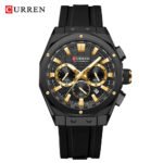 Montre Chronographe CURREN Homme - Design Noir et Or Luxe