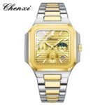 Montre CHENXI Homme Luxe - Carrée Or & Argent | Chronographe