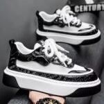 Baskets Compensées Vernies Noir & Blanc - Style Streetwear