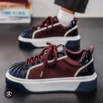 Baskets Plateforme Bordeaux et Marine - Style Patchwork