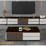 Ensemble Meuble TV Bas et Table Basse Luxe MBilloCF310