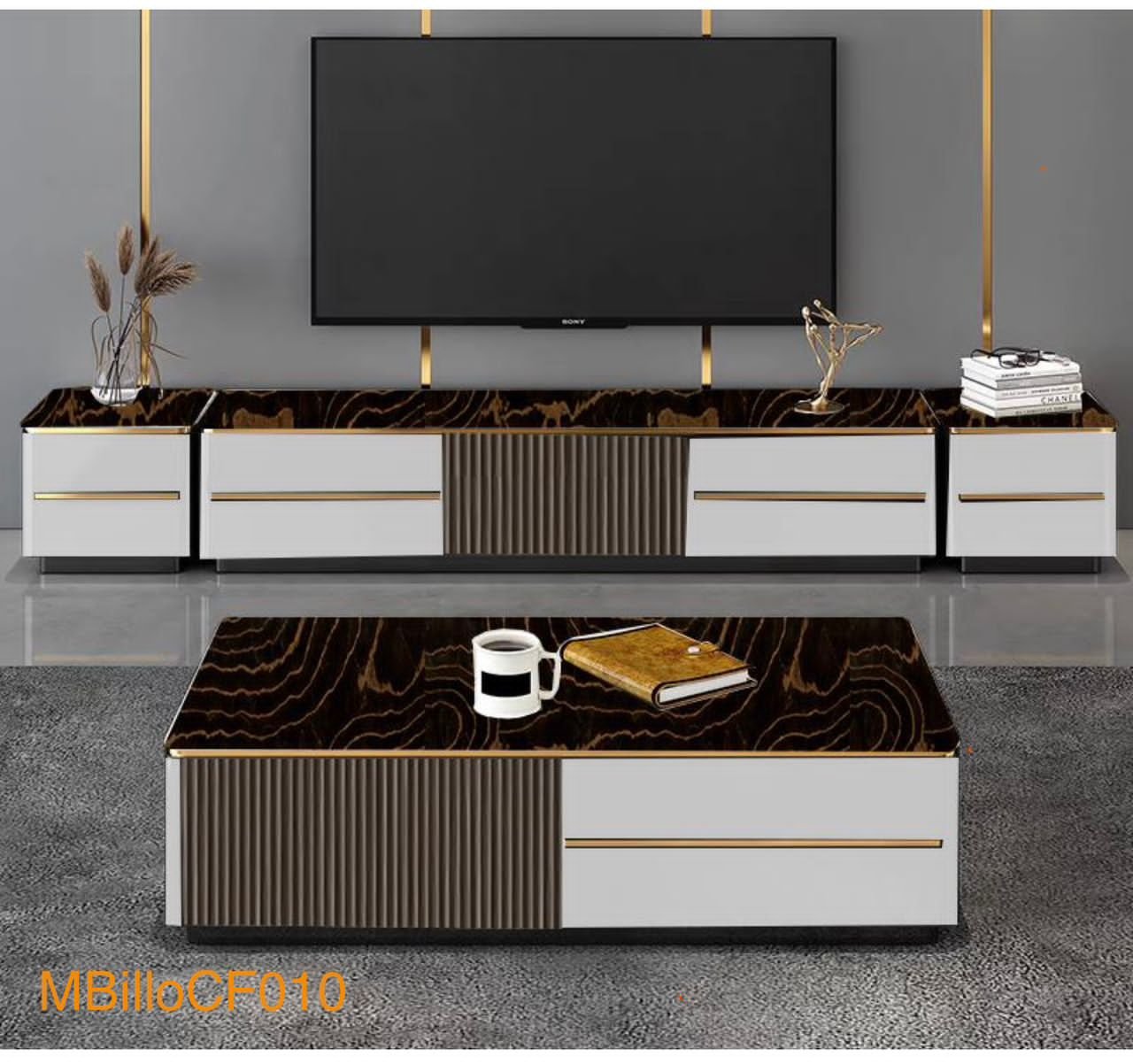 Ensemble Meuble TV Bas et Table Basse Luxe MBilloCF310 Ensemble Meuble TV Bas et Table Basse Luxe MBilloCF310 – Image 1