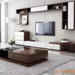 Meuble TV Mural Complet et Table Basse Bois Blanc UL-TVS8128