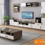 Ensemble Meuble TV et Table Basse Bois et Blanc UL-11N1151