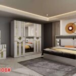 Ensemble Chambre à Coucher Design Blanc et Or