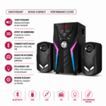 Système Audio Bluetooth 2.1 USB FM LED avec Télécommande