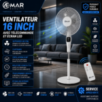 Ventilateur sur Pied 16" Æmar Quality | Écran LED & Télécommande