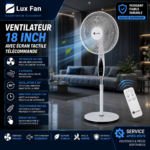Ventilateur sur Pied 18" Lux Fan | Tactile & Télécommande