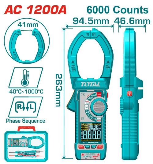TMT7610001 Pince Ampèremétrique AC 1200A TOTAL TMT7610001 | 6000 Counts – Image 1