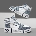 Baskets Montantes Streetwear Homme Blanc Noir Fashion Tendance