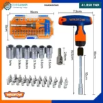 Jeu de 45 Embouts et Douilles Wadfow - Tournevis en T Cr-V