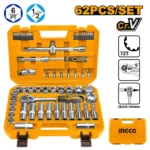 Coffret Douilles INGCO 62 Pièces 1/2" CR-V avec Cliquet