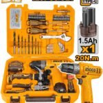 Kit Outils INGCO 129 Pièces avec Perceuse Sans Fil 12V S12