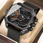 Montre Poedagar Dual Time Noire Analogique Digitale 3Bar