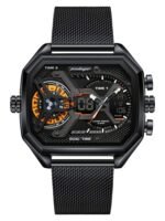 Montre Poedagar Dual Time Noire Analogique Digitale 3Bar – Image 2