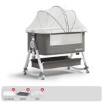 Berceau Bébé Mobile avec Moustiquaire Roulettes et Rangement