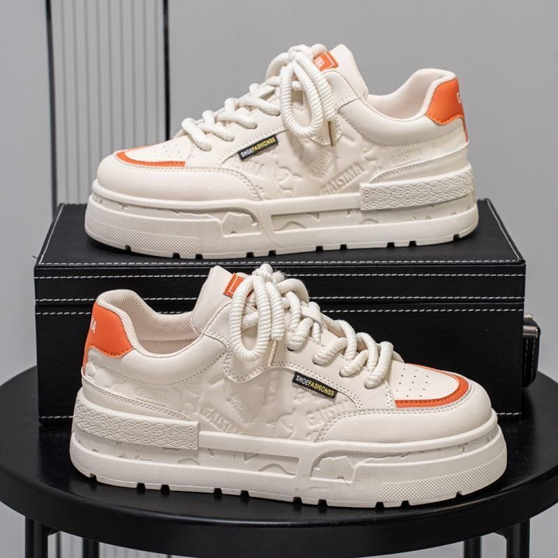 Baskets Femme Beige Orange Semelle Épaisse Style Urbain Chic Baskets Beige Orange Semelle Épaisse Style Urbain Chic – Image 1