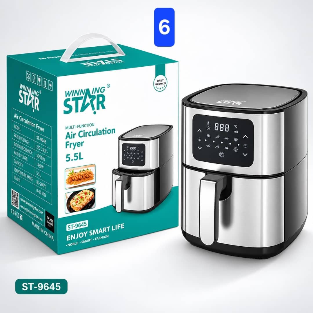 Air Fryer Winning Star ST-9645 5,5L 1450W Inox Écran Digital Air Fryer Winning Star ST-9645 5,5L 1450W Inox Écran Digital – Image 1