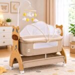 Berceau Bébé en Bois avec Moustiquaire & Mobile Suspenseur