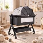 Berceau Bébé Mobile avec Moustiquaire Roulettes et Rangement