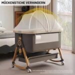 Berceau Bébé Mobile avec Moustiquaire Roulettes et Rangement – Image 2