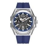 Montre Homme MEGIR Bleue Squelette Bracelet Silicone Sport – Image 2